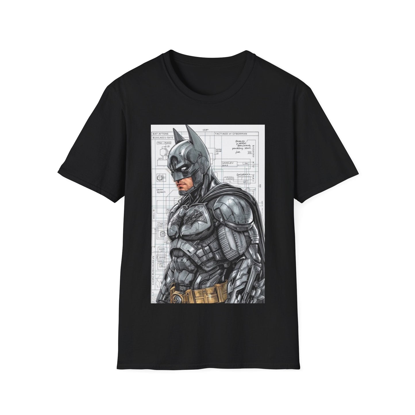 Black DAM BRAND® Hero Tee with graphic comic-inspired Batman design and soft breathable fabric.