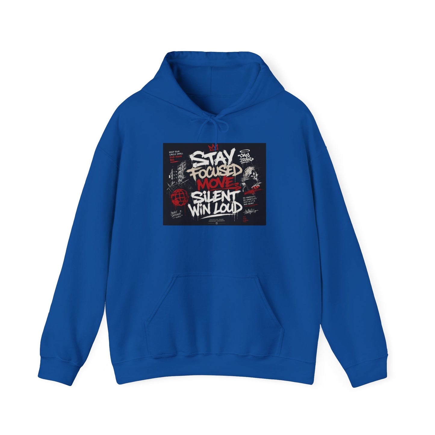 Motivational Hoodie - "Stay Focused, Move Silent, Win Loud" Graphic Sweatshirt