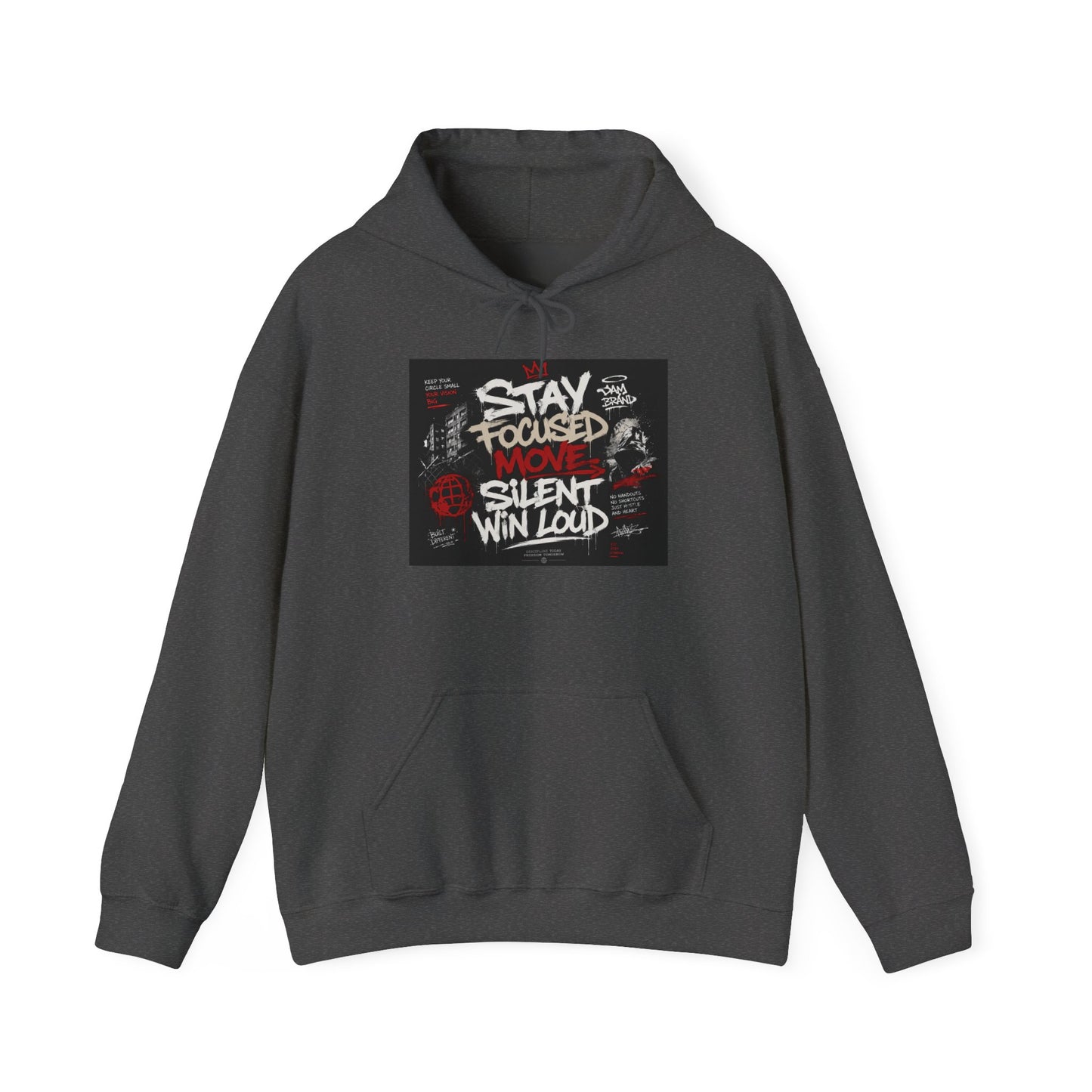 Motivational Hoodie - "Stay Focused, Move Silent, Win Loud" Graphic Sweatshirt