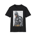 Black DAM BRAND® Hero Tee with graphic comic-inspired Batman design and soft breathable fabric.