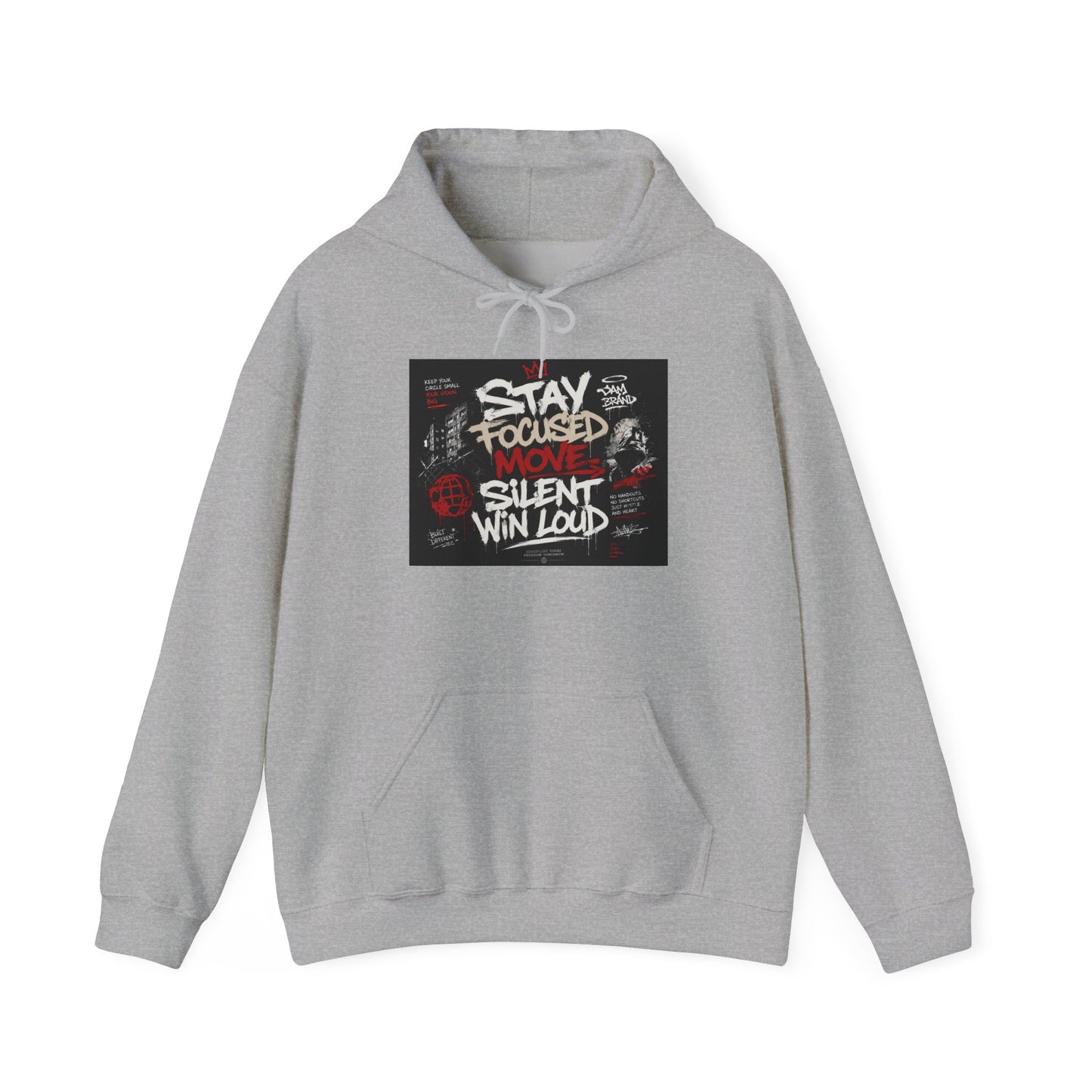 Motivational Hoodie - "Stay Focused, Move Silent, Win Loud" Graphic Sweatshirt