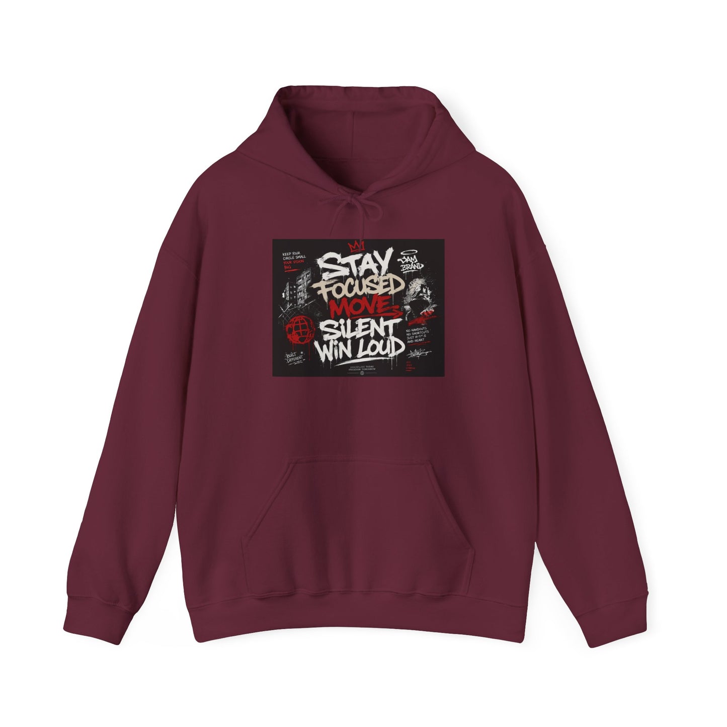Motivational Hoodie - "Stay Focused, Move Silent, Win Loud" Graphic Sweatshirt