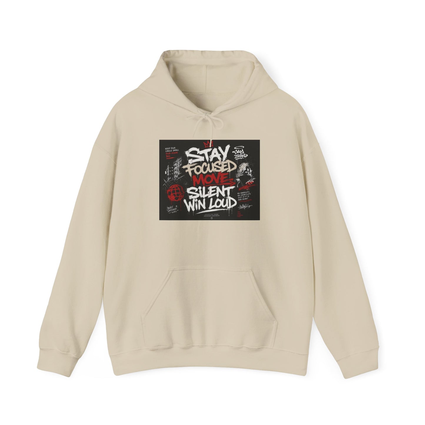 Motivational Hoodie - "Stay Focused, Move Silent, Win Loud" Graphic Sweatshirt