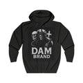 DAM BRAND® Gothic Graphic Hoodie with Halloween reaper design in black zip-up style