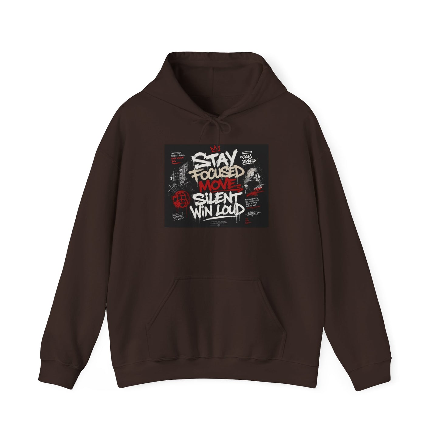 Motivational Hoodie - "Stay Focused, Move Silent, Win Loud" Graphic Sweatshirt