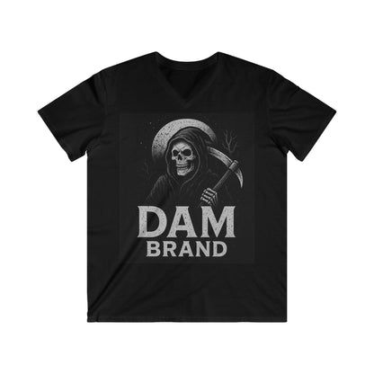 DAM BRAND Rib Cage Rebel black tee with skeleton grim reaper print and urban Halloween design