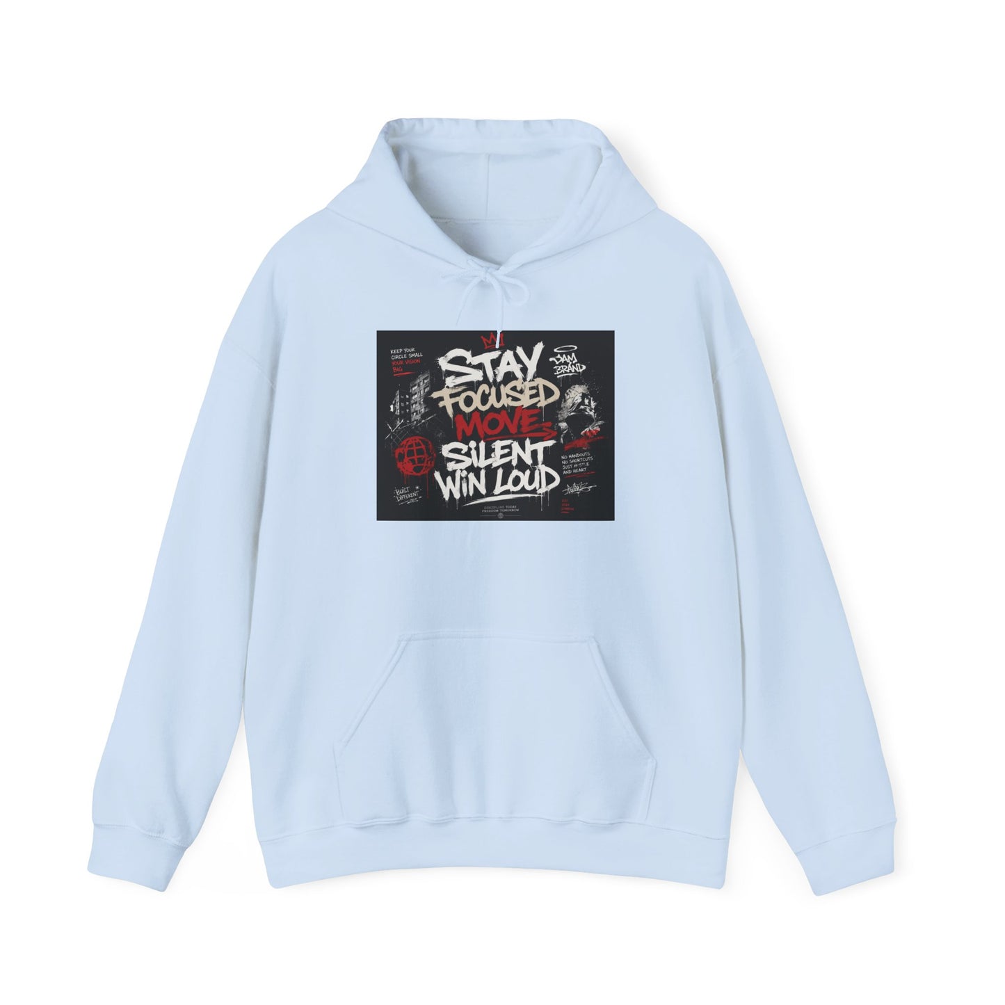 Motivational Hoodie - "Stay Focused, Move Silent, Win Loud" Graphic Sweatshirt