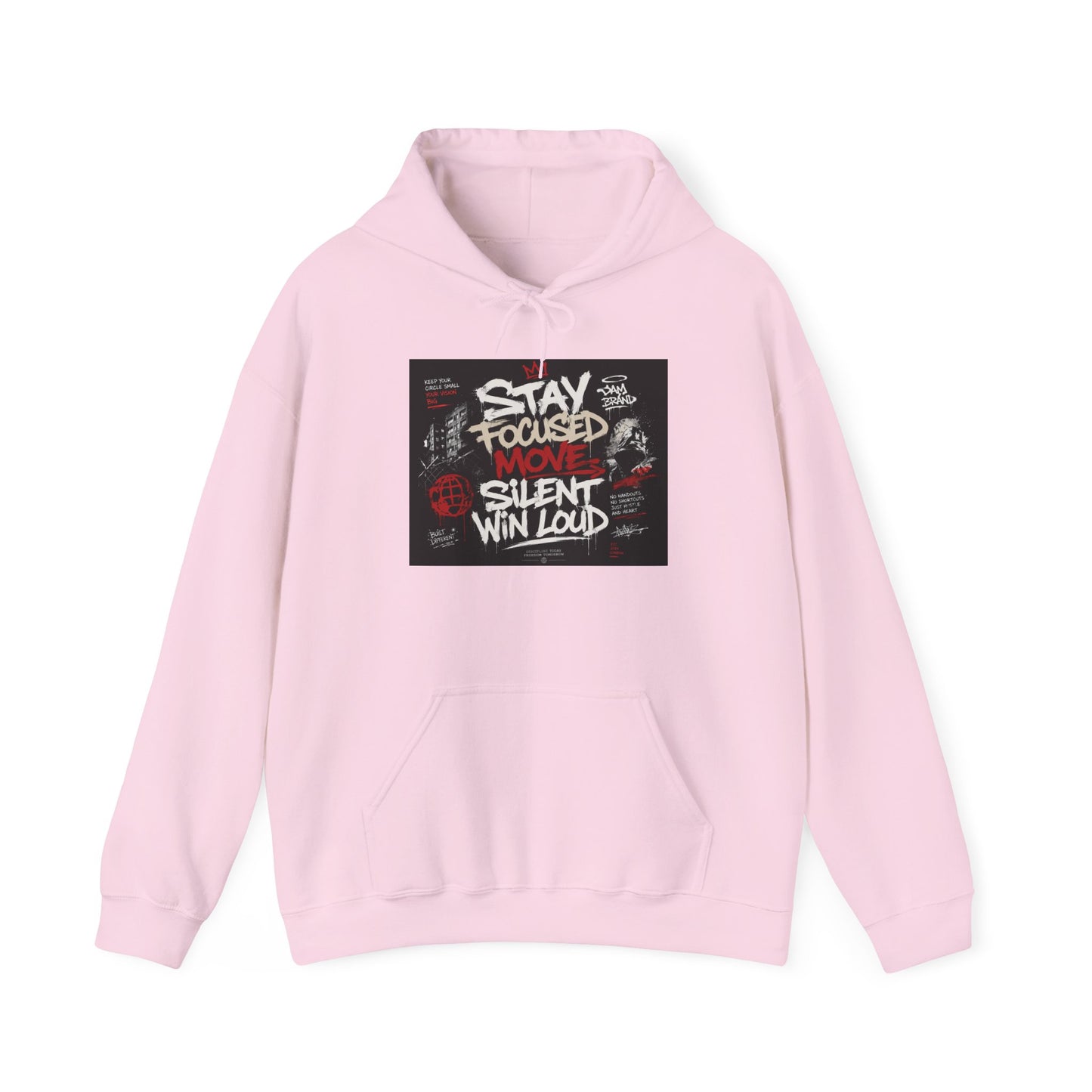 Motivational Hoodie - "Stay Focused, Move Silent, Win Loud" Graphic Sweatshirt