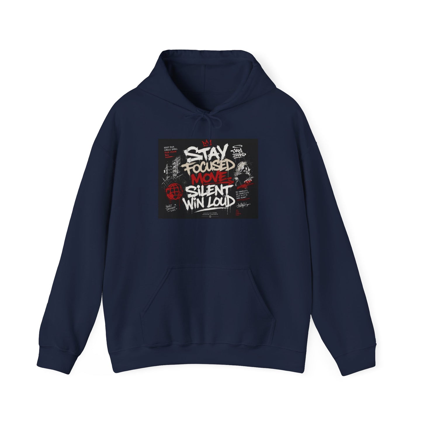 Motivational Hoodie - "Stay Focused, Move Silent, Win Loud" Graphic Sweatshirt